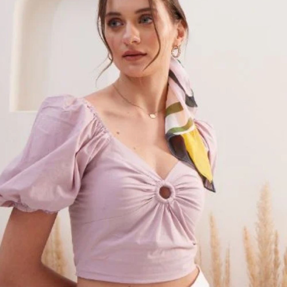 Women's Puff Sleeve Top in Mauve